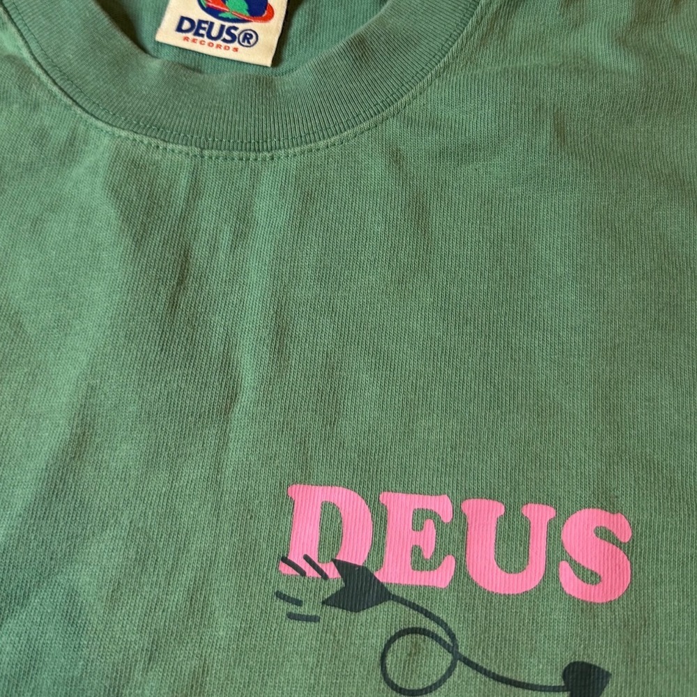 Deus Ex Machina Records Mens Cupid Graphic T-Shirt Green Pink Size M - Picture 4 of 11